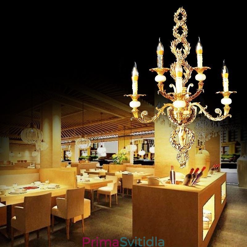 Evropská nástěnná lampa Luxusní okvětní nástěnné svítidlo Jade Decoration Lampa Noční osvětlení