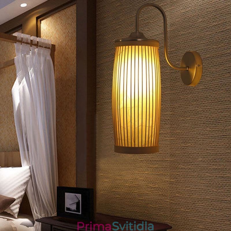 Nástěnné svítidlo v designu pasu Buben Creative Bamboo Wall Sconce Noční schody Venkovské osvětlení