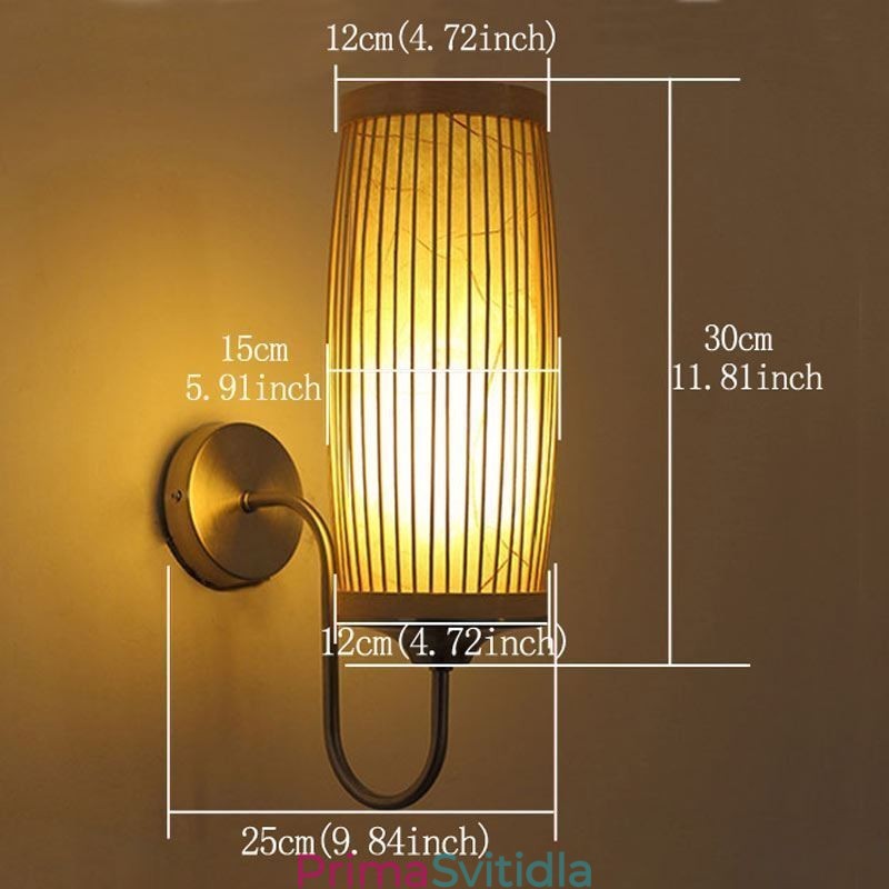 Nástěnné svítidlo v designu pasu Buben Creative Bamboo Wall Sconce Noční schody Venkovské osvětlení