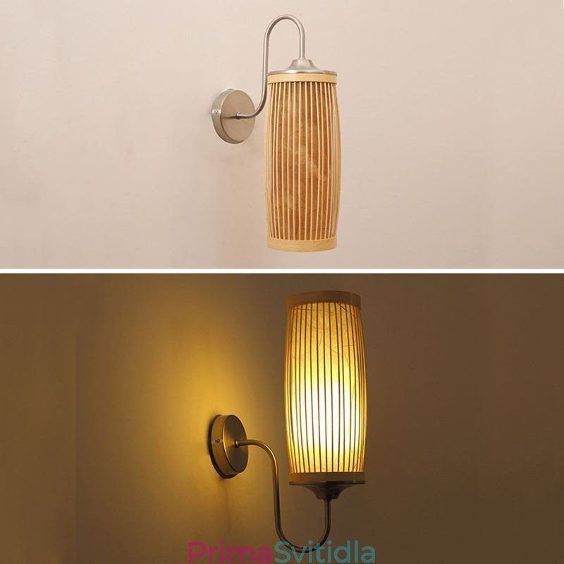 Nástěnné svítidlo v designu pasu Buben Creative Bamboo Wall Sconce Noční schody Venkovské osvětlení