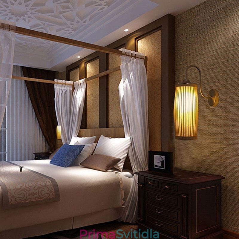 Nástěnné svítidlo v designu pasu Buben Creative Bamboo Wall Sconce Noční schody Venkovské osvětlení