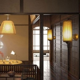 Nástěnné svítidlo v designu pasu Buben Creative Bamboo Wall Sconce Noční schody Venkovské osvětlení