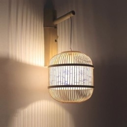 Nástěnné svítidlo s designem klece Creative Bambusové závěsné nástěnné svítidlo Dekorativní noční svítidlo