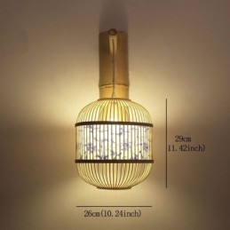 Nástěnné svítidlo s designem klece Creative Bambusové závěsné nástěnné svítidlo Dekorativní noční svítidlo