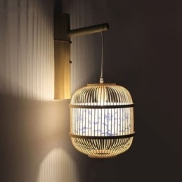 Nástěnné svítidlo s designem klece Creative Bambusové závěsné nástěnné svítidlo Dekorativní noční svítidlo