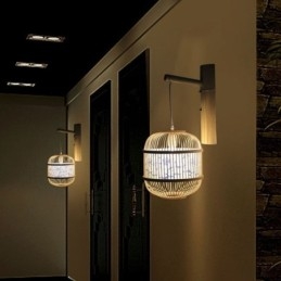 Nástěnné svítidlo s designem klece Creative Bambusové závěsné nástěnné svítidlo Dekorativní noční svítidlo