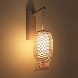 Dolů směřující bambusové nástěnné svítidlo Venkovské kulaté nástěnné svítidlo Noční čajovna Creative Light