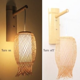 Dolů směřující bambusové nástěnné svítidlo Venkovské kulaté nástěnné svítidlo Noční čajovna Creative Light