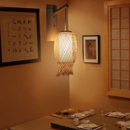 Dolů směřující bambusové nástěnné svítidlo Venkovské kulaté nástěnné svítidlo Noční čajovna Creative Light
