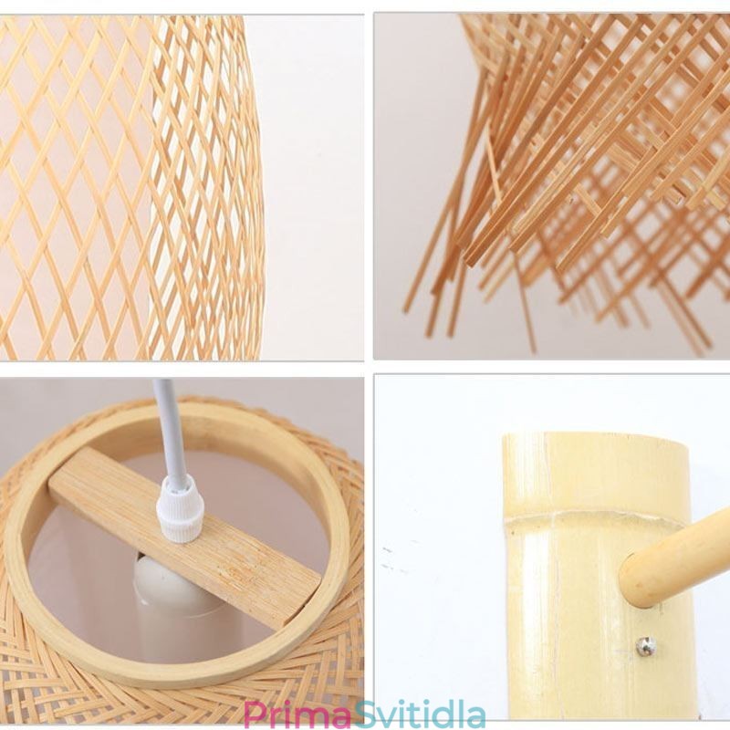 Dolů směřující bambusové nástěnné svítidlo Venkovské kulaté nástěnné svítidlo Noční čajovna Creative Light