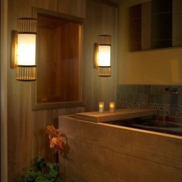 Vertikální bambusové nástěnné svítidlo Creative Round Wall Sconce Osvětlení nočních schodů