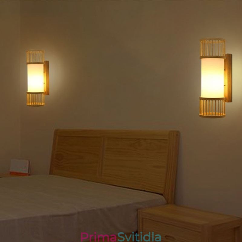 Vertikální bambusové nástěnné svítidlo Creative Round Wall Sconce Osvětlení nočních schodů