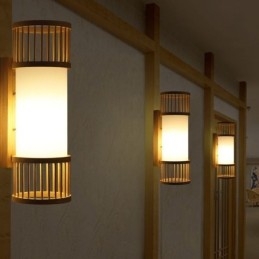 Vertikální bambusové nástěnné svítidlo Creative Round Wall Sconce Osvětlení nočních schodů