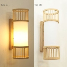 Vertikální bambusové nástěnné svítidlo Creative Round Wall Sconce Osvětlení nočních schodů