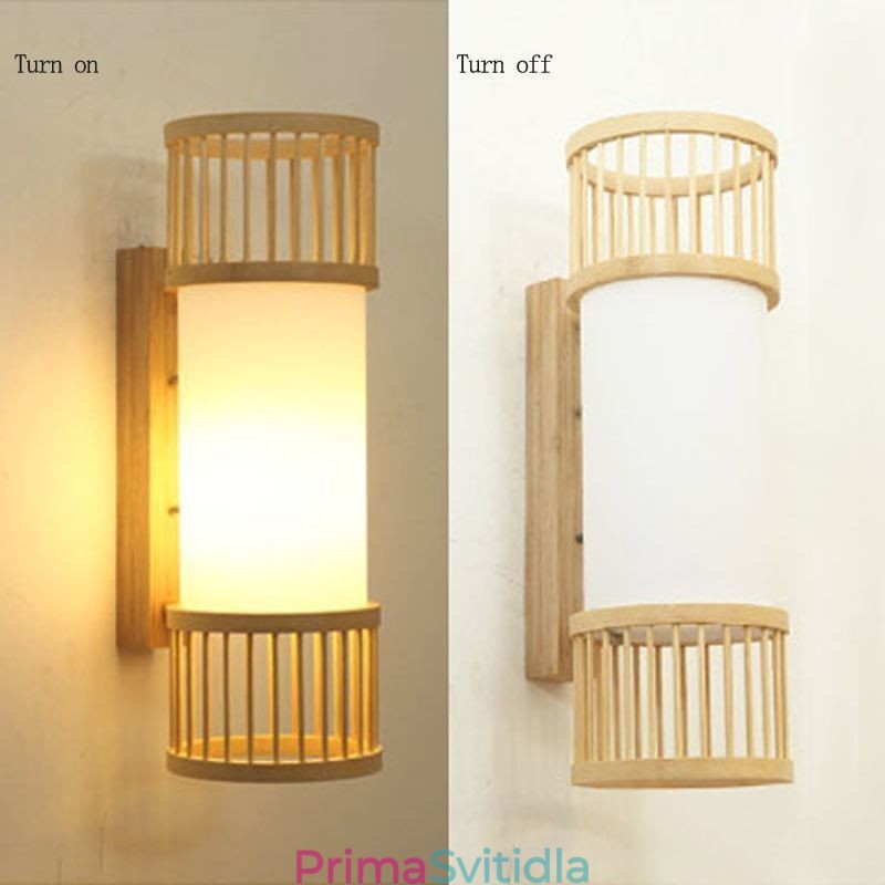 Vertikální bambusové nástěnné svítidlo Creative Round Wall Sconce Osvětlení nočních schodů