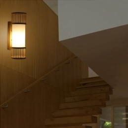 Vertikální bambusové nástěnné svítidlo Creative Round Wall Sconce Osvětlení nočních schodů