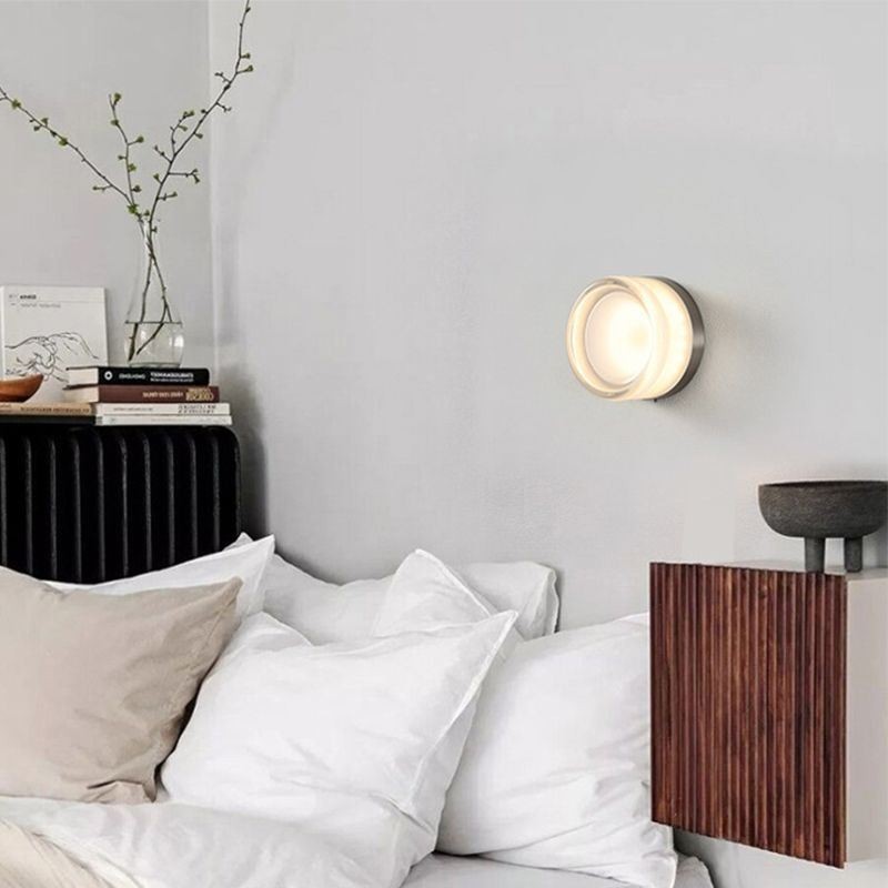 Nástěnné svítidlo Moderní minimalistické akrylové jednohlavé kulaté kované malé nástěnné svítidlo
