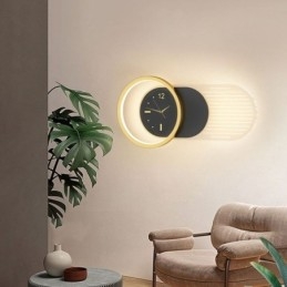 Nástěnné svítidlo Moderní minimalistické nástěnné svítidlo s hodinami z akrylového tepaného železa