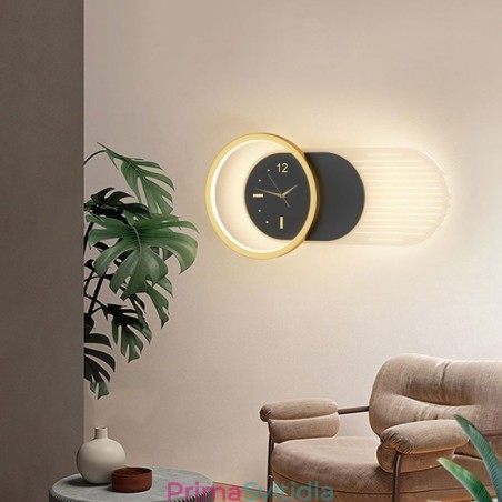 Nástěnné svítidlo Moderní minimalistické nástěnné svítidlo s hodinami z akrylového tepaného železa Nástěnné svítidlo Moderní minimalistické nástěnné svítidlo s hodinami z akrylového tepaného železa