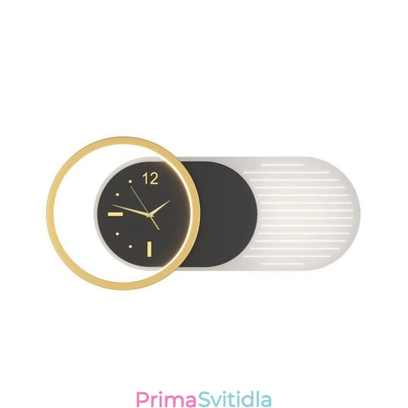 Nástěnné svítidlo Moderní minimalistické nástěnné svítidlo s hodinami z akrylového tepaného železa