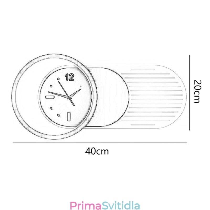 Nástěnné svítidlo Moderní minimalistické nástěnné svítidlo s hodinami z akrylového tepaného železa