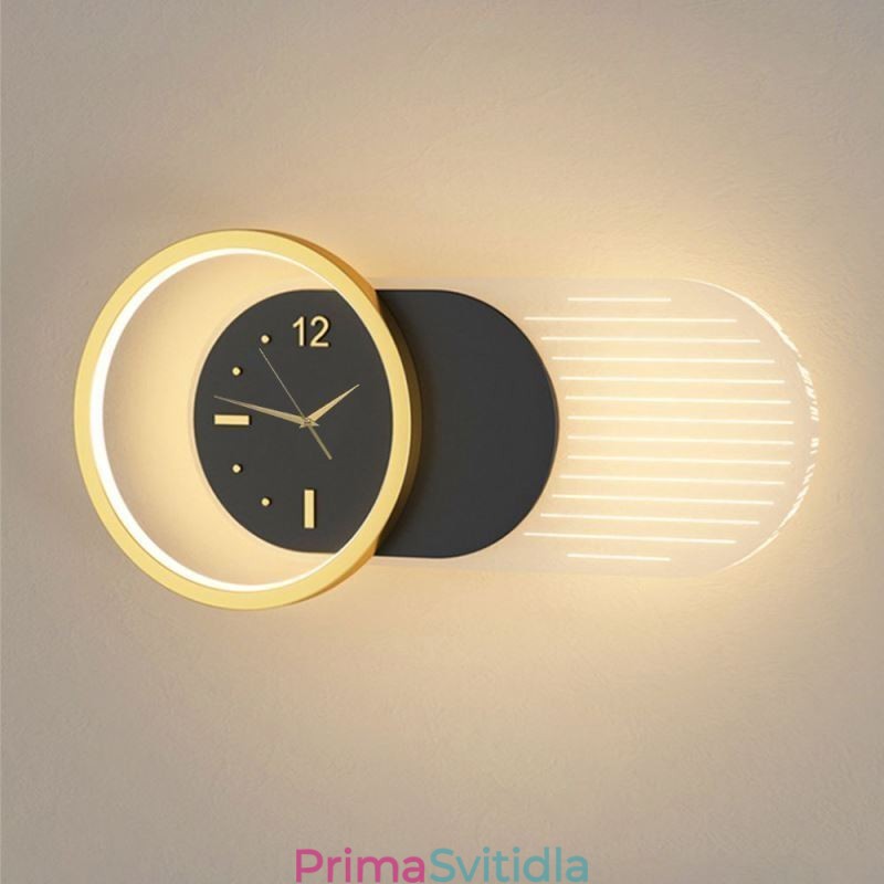 Nástěnné svítidlo Moderní minimalistické nástěnné svítidlo s hodinami z akrylového tepaného železa