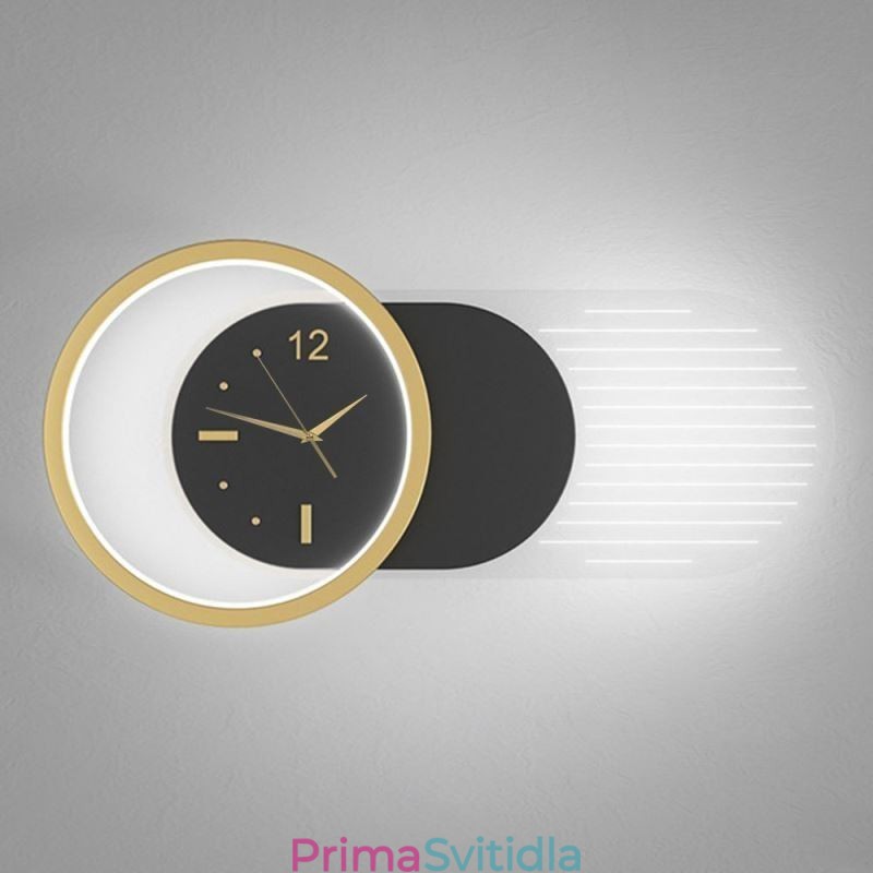 Nástěnné svítidlo Moderní minimalistické nástěnné svítidlo s hodinami z akrylového tepaného železa
