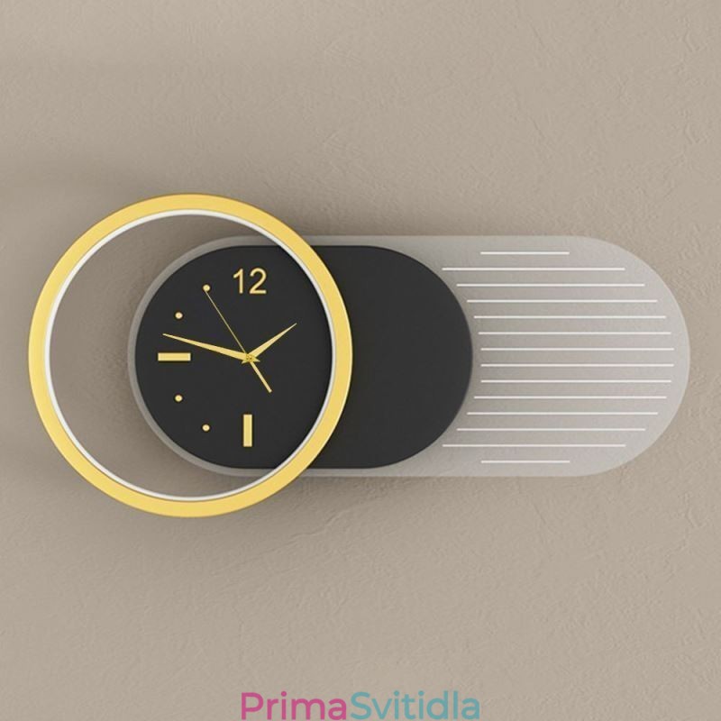 Nástěnné svítidlo Moderní minimalistické nástěnné svítidlo s hodinami z akrylového tepaného železa