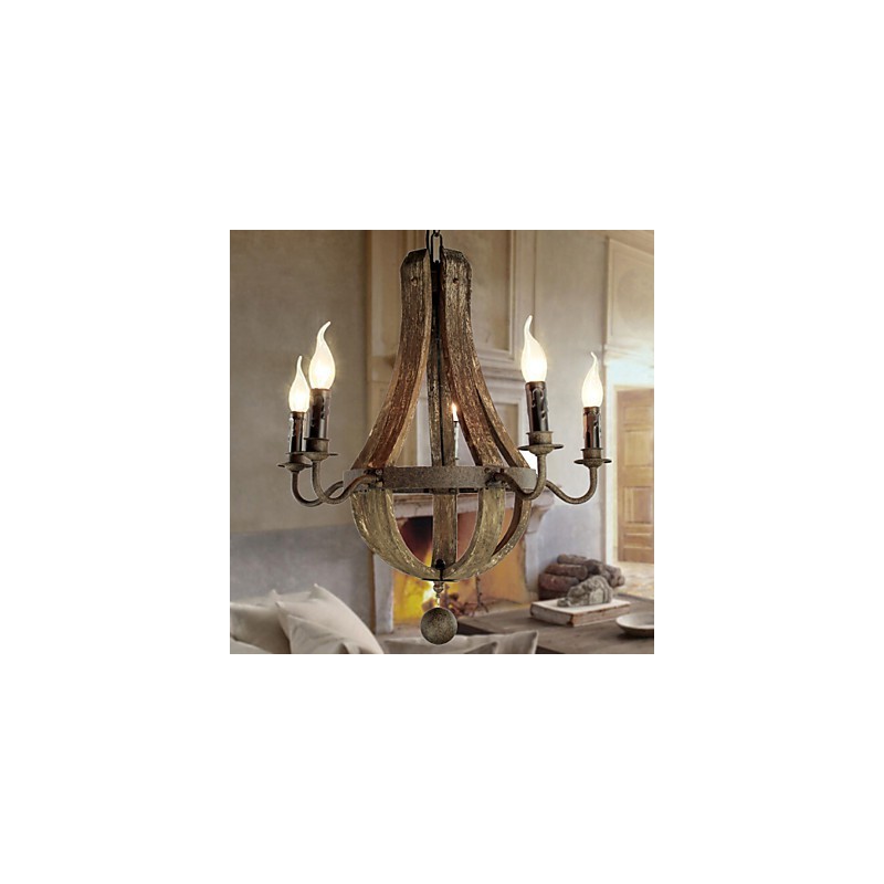 Lustr 5 světel Vintage Retro Country Living Jídelní Kov