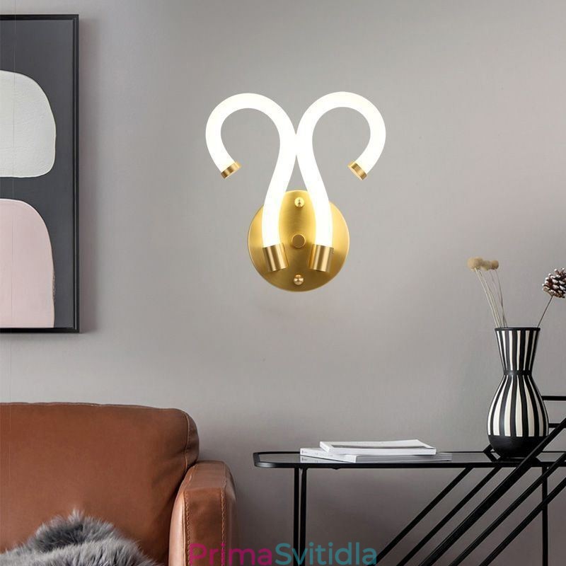 Moderní nástěnné světlo Creativity Sconce Nástěnná lampa Měděný Ovčí roh 2 světla