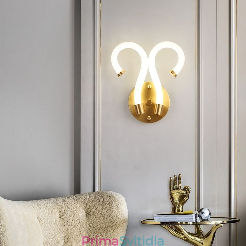 Moderní nástěnné světlo Creativity Sconce Nástěnná lampa Měděný Ovčí roh 2 světla