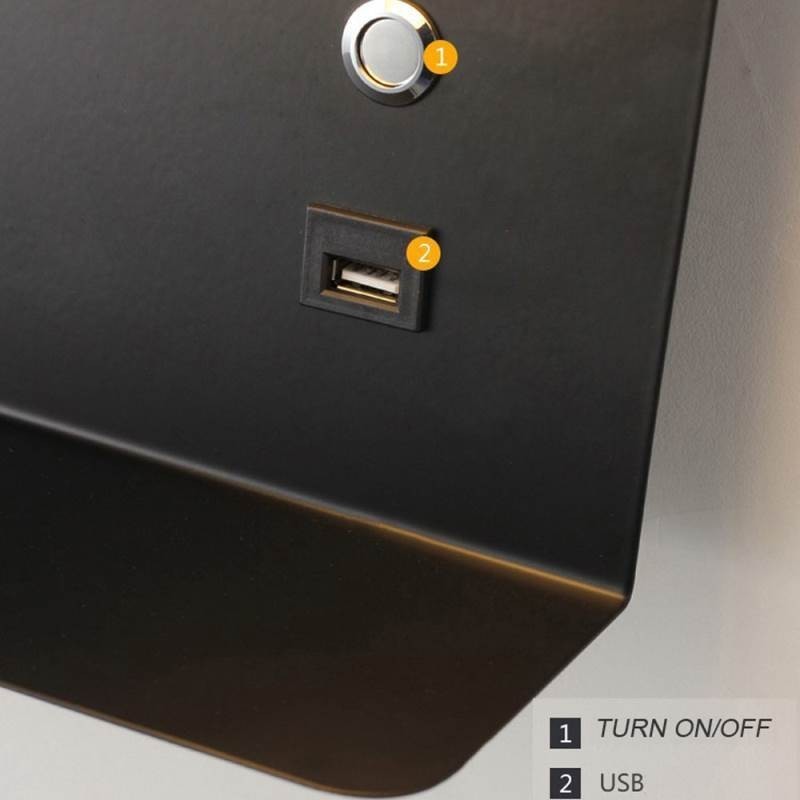 Nástěnná lampa otočné svítidlo s nabíjecím portem USB