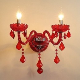 European Crystal Sconce Wall Light Red Color Light