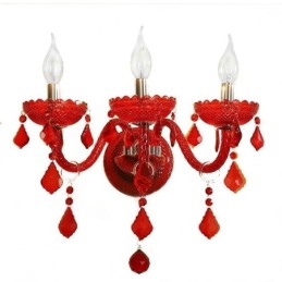 European Crystal Sconce Wall Light Red Color Light