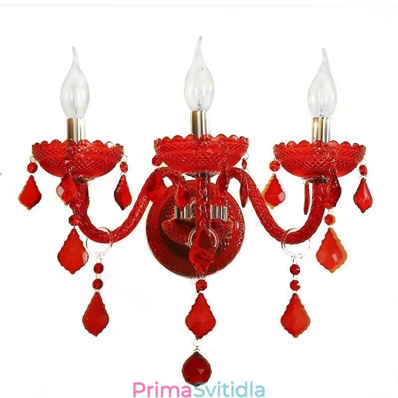 European Crystal Sconce Wall Light Red Color Light