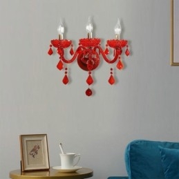 European Crystal Sconce Wall Light Red Color Light