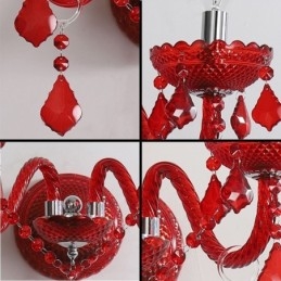 European Crystal Sconce Wall Light Red Color Light