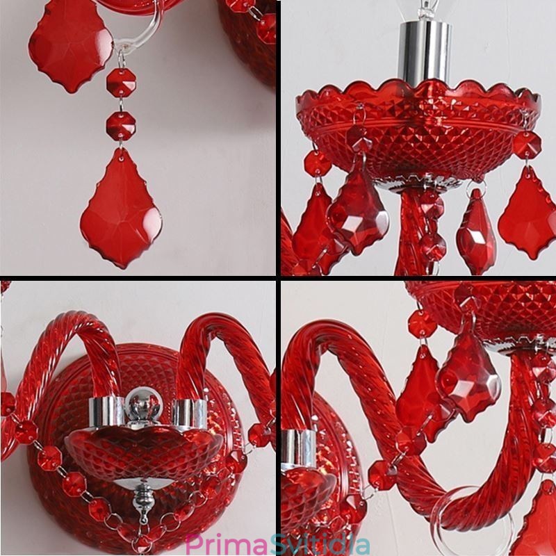European Crystal Sconce Wall Light Red Color Light