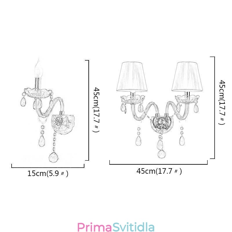 European Wall Light Crystal Sconce červená barva