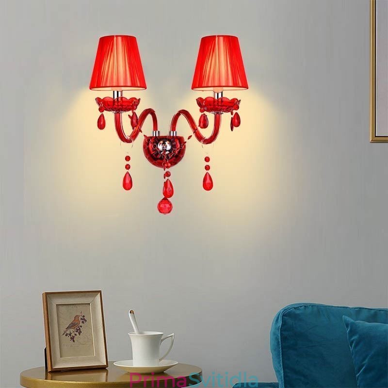 European Wall Light Crystal Sconce červená barva