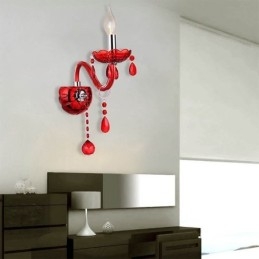 European Wall Light Crystal Sconce červená barva