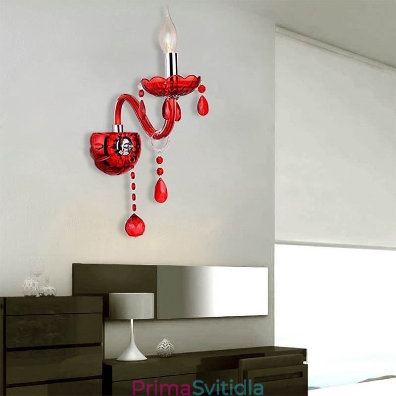 European Wall Light Crystal Sconce červená barva