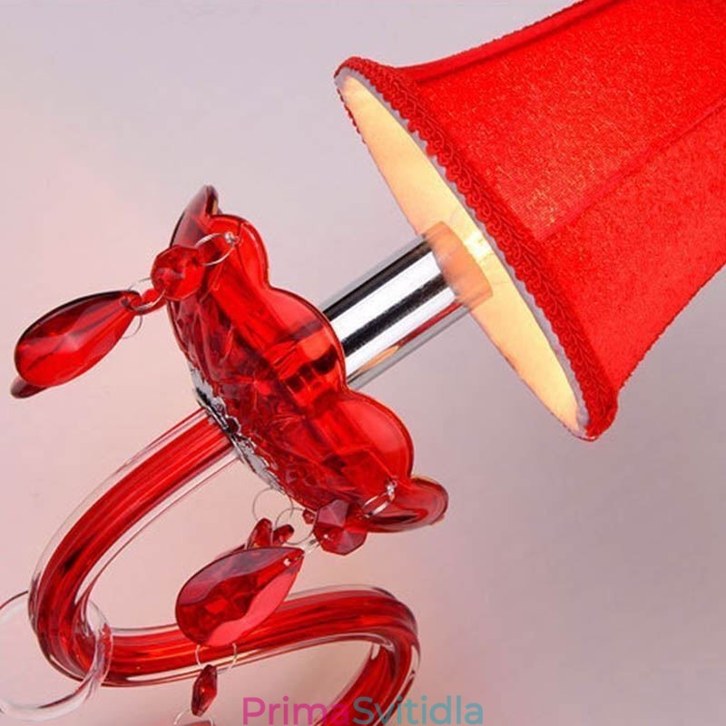 European Wall Light Crystal Sconce červená barva
