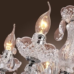 Upligh Chrome stropní lampa Světlo na svíčku Akrylové svítidlo Lustrový přívěsek