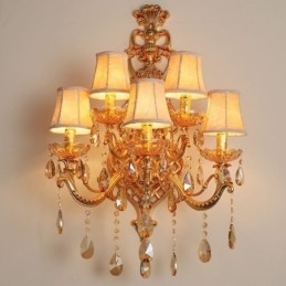 Luxusní křišťálové svítidlo European Wall Light Zinek Alloy Five Light Aisle