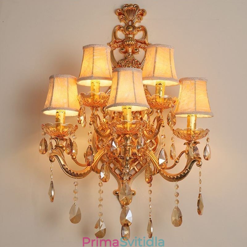 Luxusní křišťálové svítidlo European Wall Light Zinek Alloy Five Light Aisle