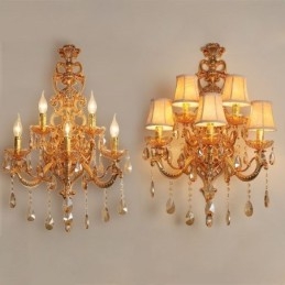 Luxusní křišťálové svítidlo European Wall Light Zinek Alloy Five Light Aisle