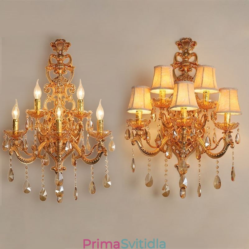 Luxusní křišťálové svítidlo European Wall Light Zinek Alloy Five Light Aisle