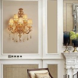 Luxusní křišťálové svítidlo European Wall Light Zinek Alloy Five Light Aisle