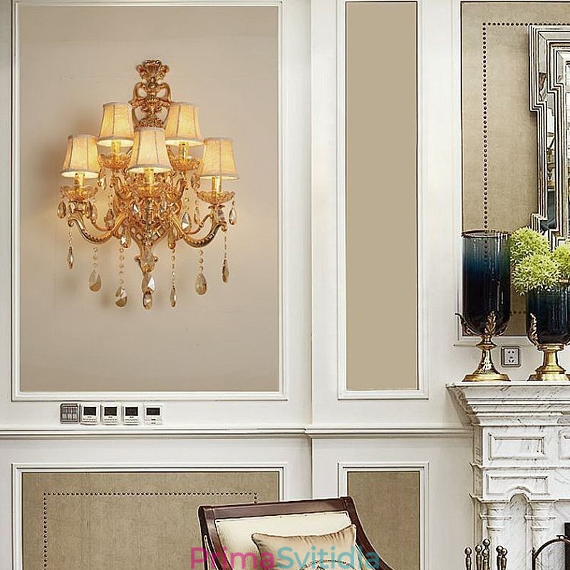 Luxusní křišťálové svítidlo European Wall Light Zinek Alloy Five Light Aisle